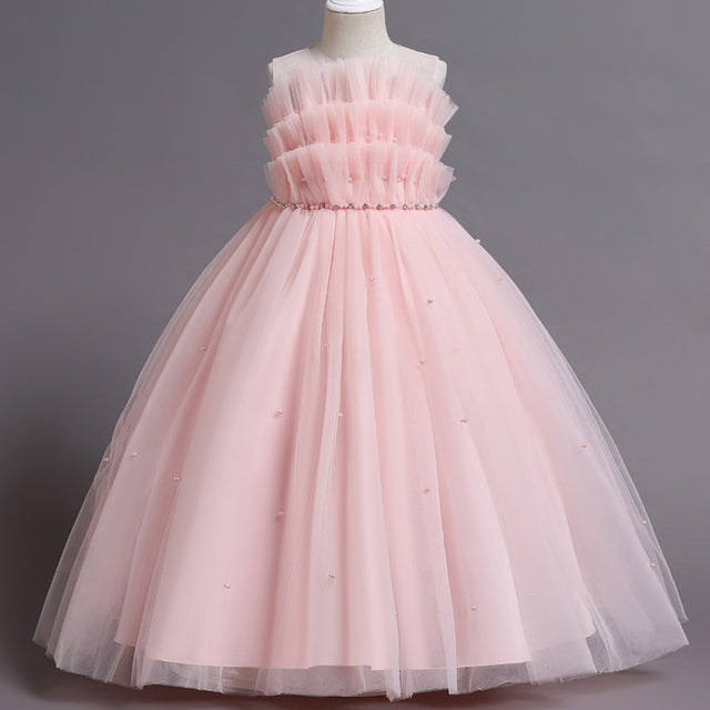 New Girls&#39;Back Hollow Flower Dress Flower Boy High-end Wedding Dress Elegant Girls&#39; Flower-lace Banquet vestidos de fiesta