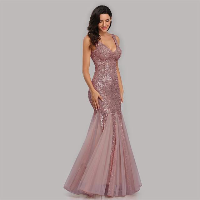 Plus Size V Neck Mermaid Burgundy Dress Long Formal Prom Party Gown Sequins Sleeveless Robe De Soriee Sexy Evening Vestido De