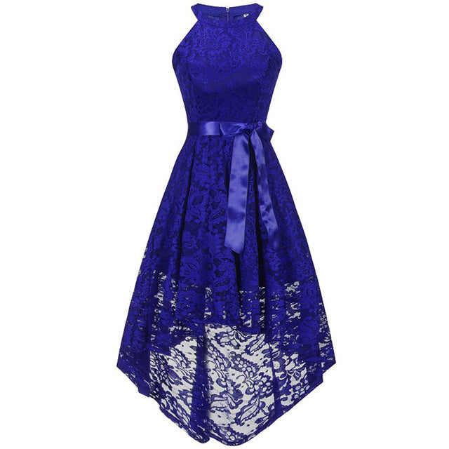 2022 wedding party dress prom gown fashion clothing Front short long back dark blue halter Bow Bridesmaid Dresses
