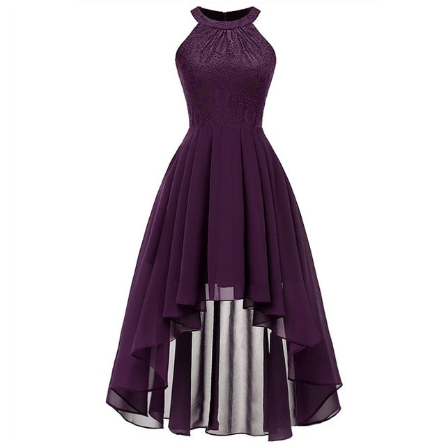 2022 wedding party dress prom gown fashion clothing Front short long back dark blue halter Bow Bridesmaid Dresses