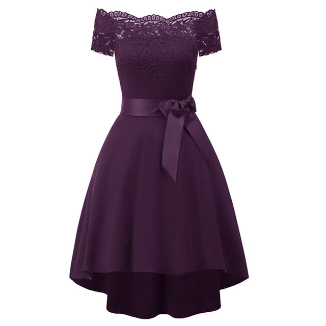 2022 wedding party dress prom gown fashion clothing Front short long back dark blue halter Bow Bridesmaid Dresses