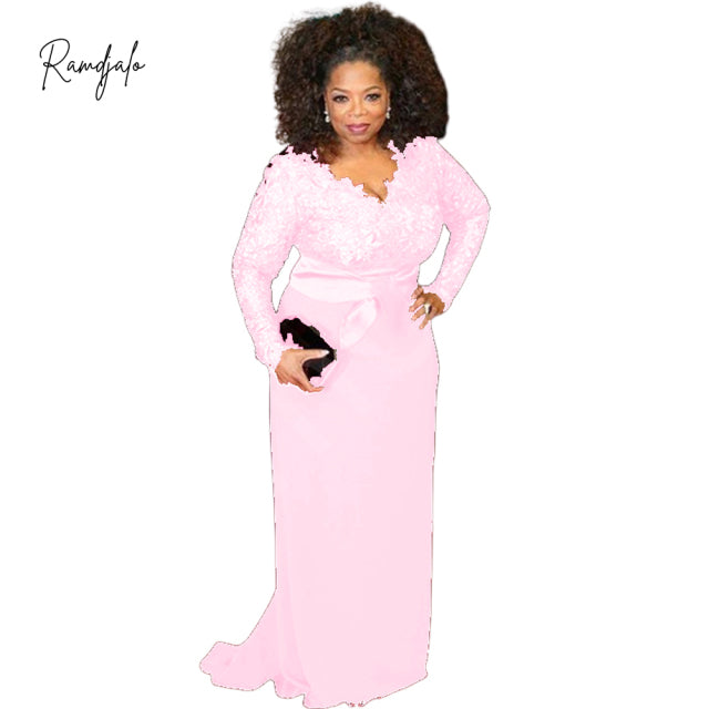 2022 Plus Size Mother Of The Bride Dresses Burgundy Lace Long Sleeves V Neck Sash Red Carpet Formal Wedding Party Gown Madrinha