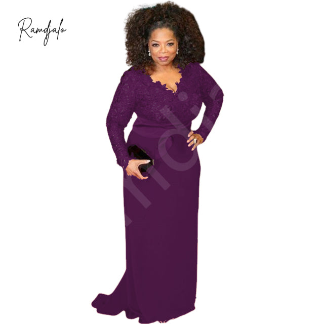 2022 Plus Size Mother Of The Bride Dresses Burgundy Lace Long Sleeves V Neck Sash Red Carpet Formal Wedding Party Gown Madrinha