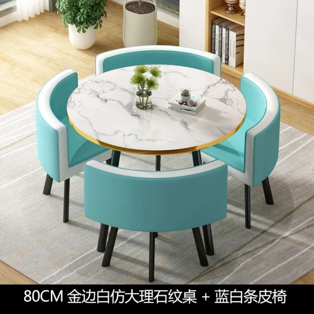 Simple reception negotiation imitation marble pattern wooden table chair group rest area office meeting restaurant table  chair