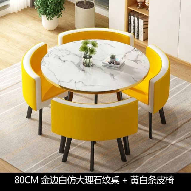 Simple reception negotiation imitation marble pattern wooden table chair group rest area office meeting restaurant table  chair