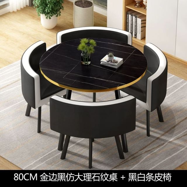 Simple reception negotiation imitation marble pattern wooden table chair group rest area office meeting restaurant table  chair