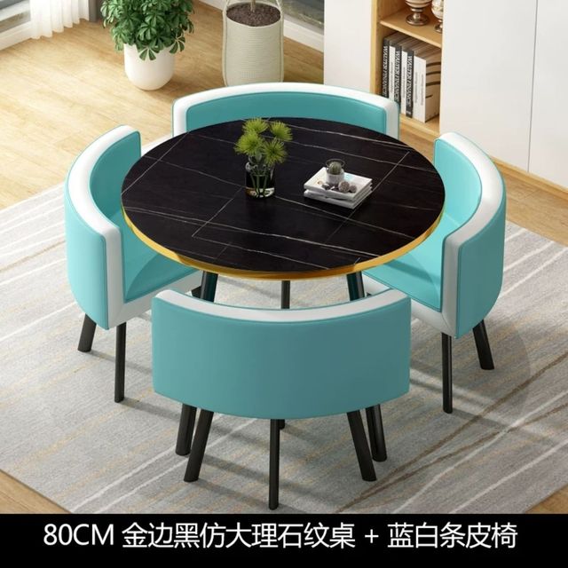 Simple reception negotiation imitation marble pattern wooden table chair group rest area office meeting restaurant table  chair