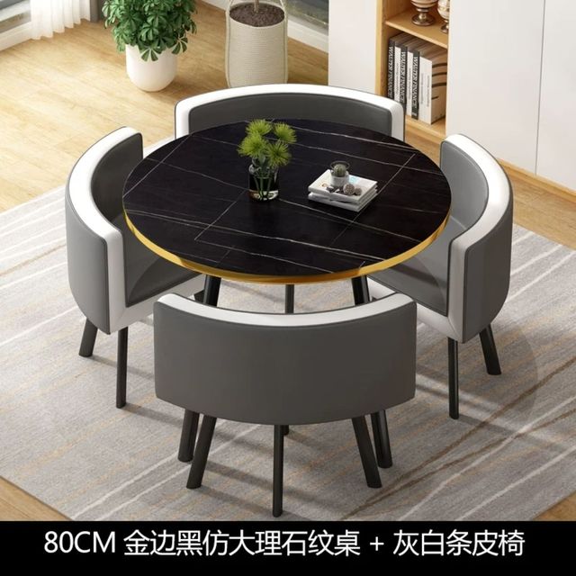 Simple reception negotiation imitation marble pattern wooden table chair group rest area office meeting restaurant table  chair