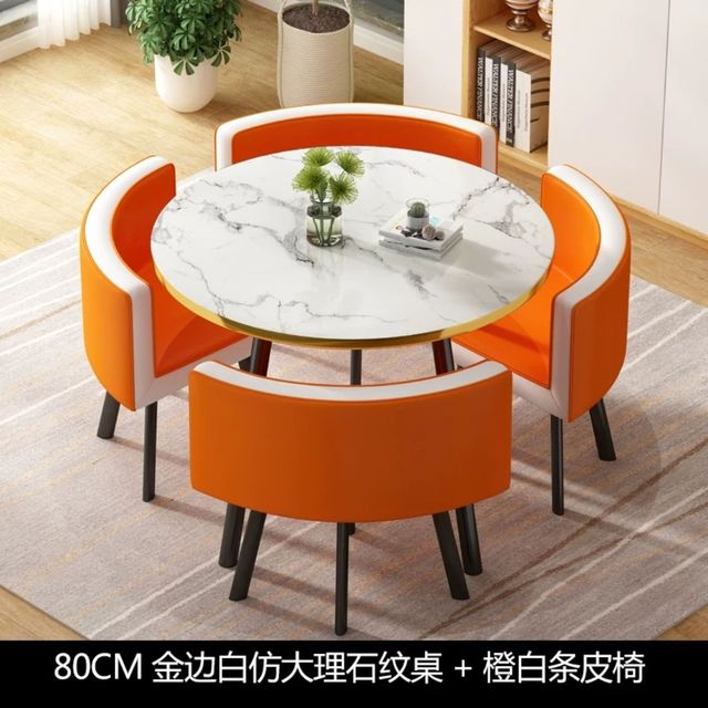 Simple reception negotiation imitation marble pattern wooden table chair group rest area office meeting restaurant table  chair