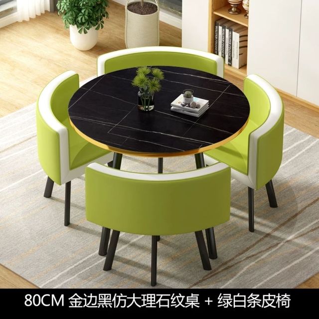 Simple reception negotiation imitation marble pattern wooden table chair group rest area office meeting restaurant table  chair