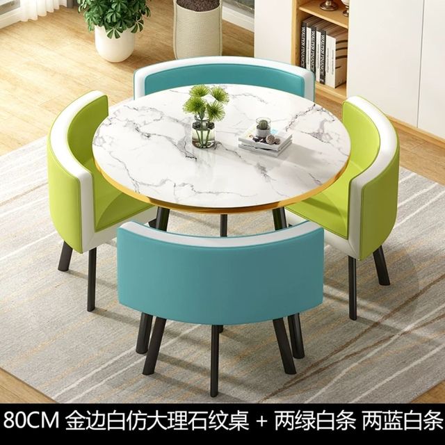 Simple reception negotiation imitation marble pattern wooden table chair group rest area office meeting restaurant table  chair
