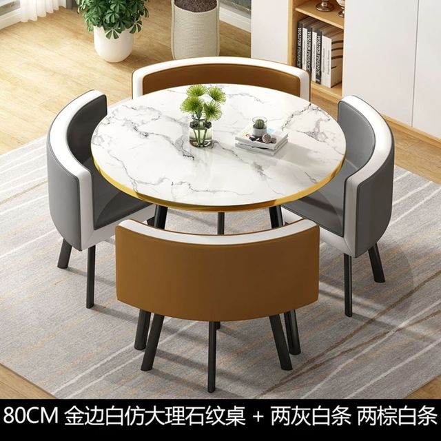 Simple reception negotiation imitation marble pattern wooden table chair group rest area office meeting restaurant table  chair