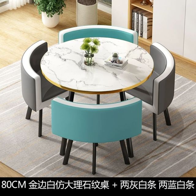 Simple reception negotiation imitation marble pattern wooden table chair group rest area office meeting restaurant table  chair