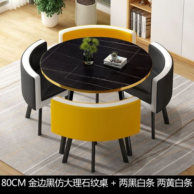 Simple reception negotiation imitation marble pattern wooden table chair group rest area office meeting restaurant table  chair