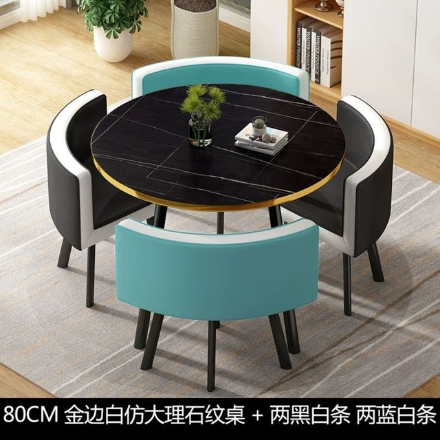 Simple reception negotiation imitation marble pattern wooden table chair group rest area office meeting restaurant table  chair