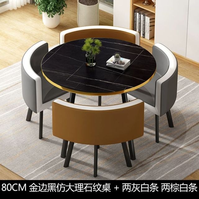 Simple reception negotiation imitation marble pattern wooden table chair group rest area office meeting restaurant table  chair