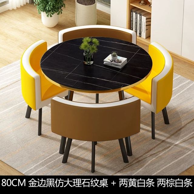 Simple reception negotiation imitation marble pattern wooden table chair group rest area office meeting restaurant table  chair