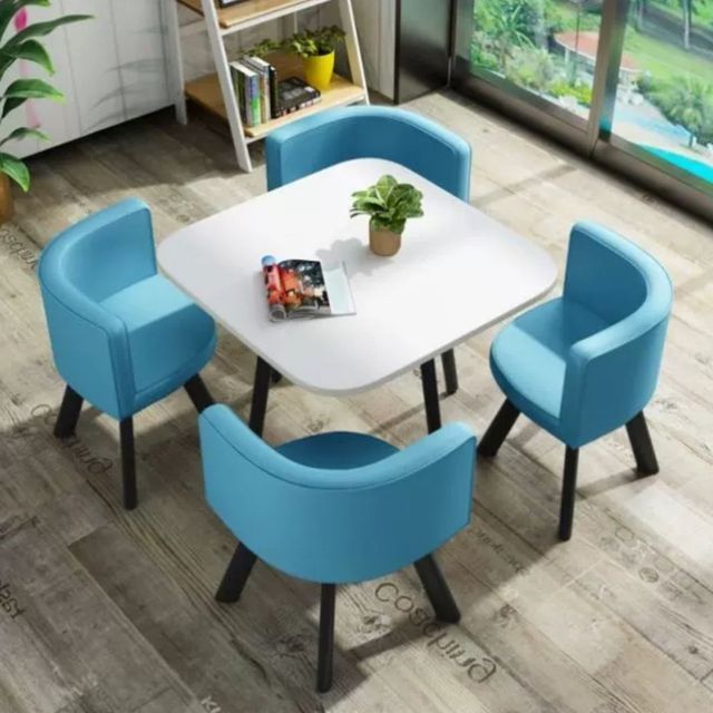 Simple reception negotiation imitation marble pattern wooden table chair group rest area office meeting restaurant table  chair