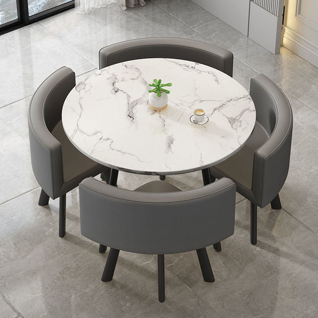 Simple reception negotiation imitation marble pattern wooden table chair group rest area office meeting restaurant table  chair