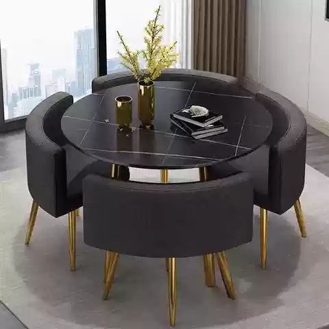 Simple reception negotiation imitation marble pattern wooden table chair group rest area office meeting restaurant table  chair