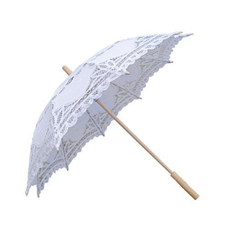 YO CHO Bride Wedding Umbrella White Lace Parasol Umbrella Handmade Embroidery Photo Prop Fashion Decoration Accessories